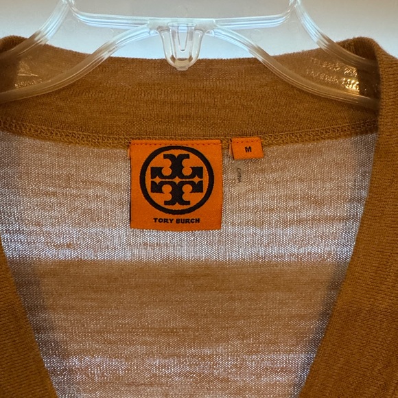 Tory Burch Brown Cardigan Sweater Merino Wool - Picture 2 of 4